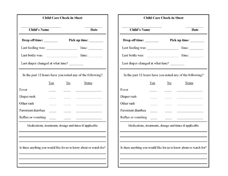 daycare checkin form pdf