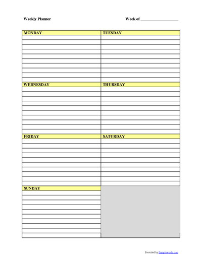 weekly planner word and pdf
