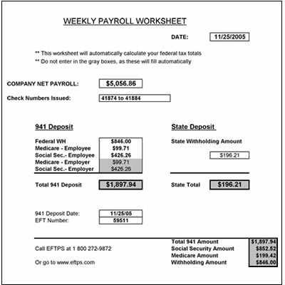 weekly payroll tax spreadsheet excel