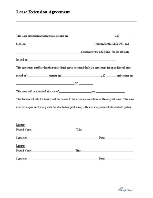 Free Printable Lease Extension Form pdf 