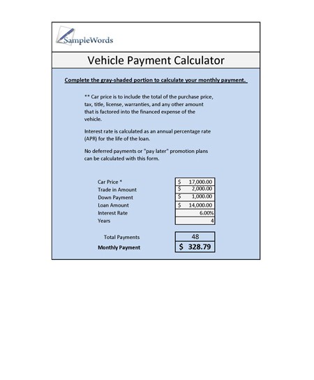 Vehicle Loan Calculator