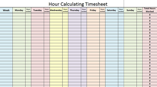 Hour Calculating Timesheet 