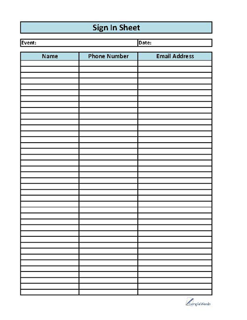 Printable Sign-In Sheet Template pdf 