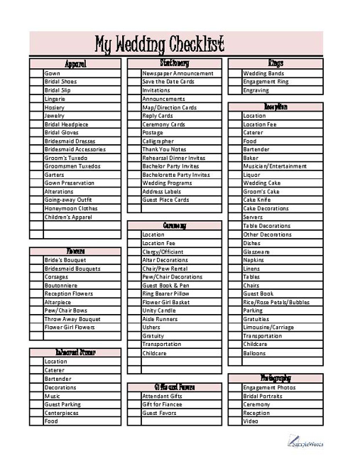 wedding planning checklist pdf