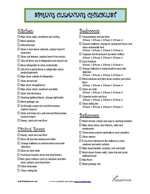 Spring Cleaning Checklist 