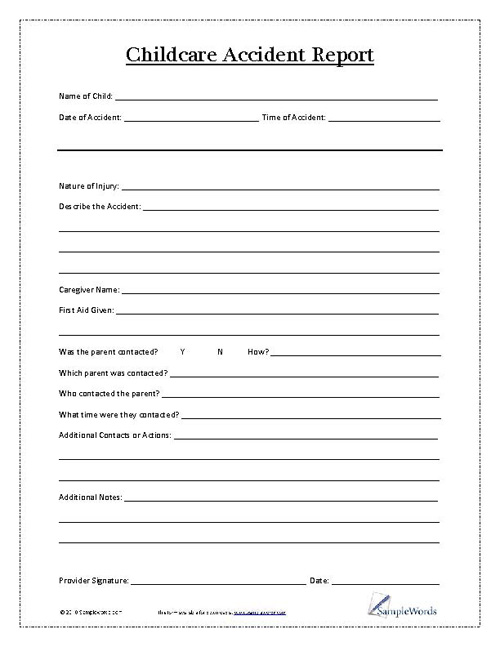 Free Daycare Incident Report Form Pdf Word Eforms vrogue.co