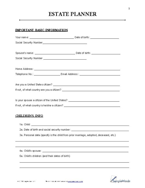 Estate Planner pdf form
