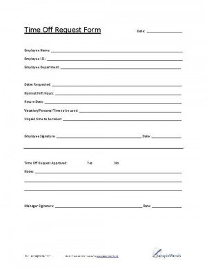 Time Off Request Form - PDF Template Download