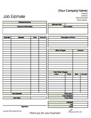 Classic Job Estimate Form