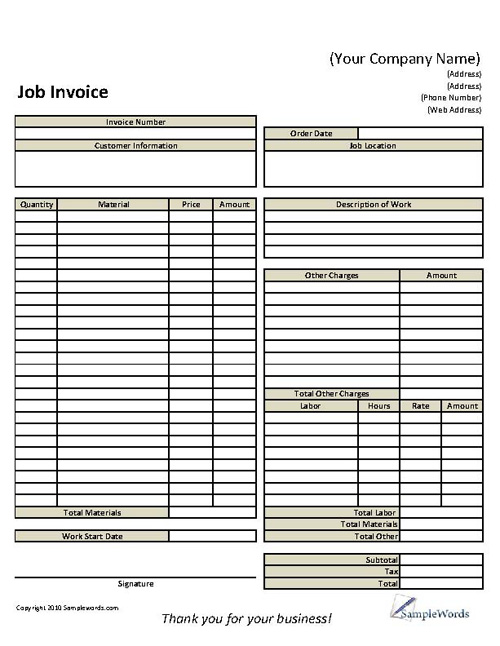 Basic Job Invoice
