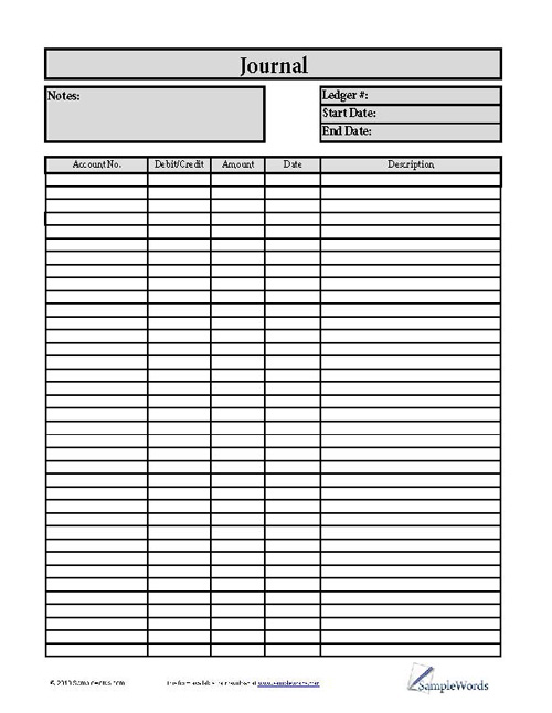 General Journal template pdf form