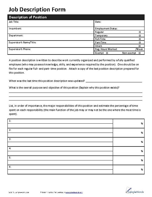 Job Description Form - Page 1