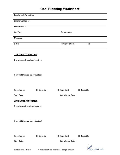 Goal Planning Worksheet pdf