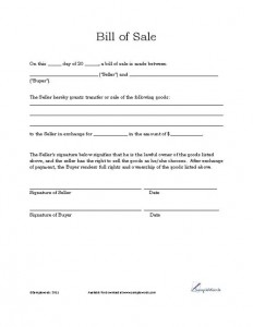 Basic Bill of Sale Template