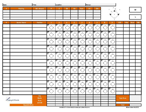 Softball Score Sheet excel 