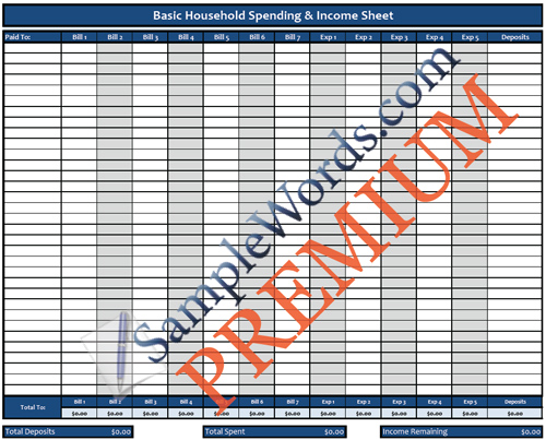 Household Spending Spreadsheet - Premium