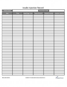 Insulin Injection Record PDF Medical Organizer Download