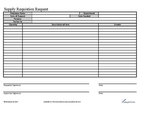 Supply/Equipment Requisition Form