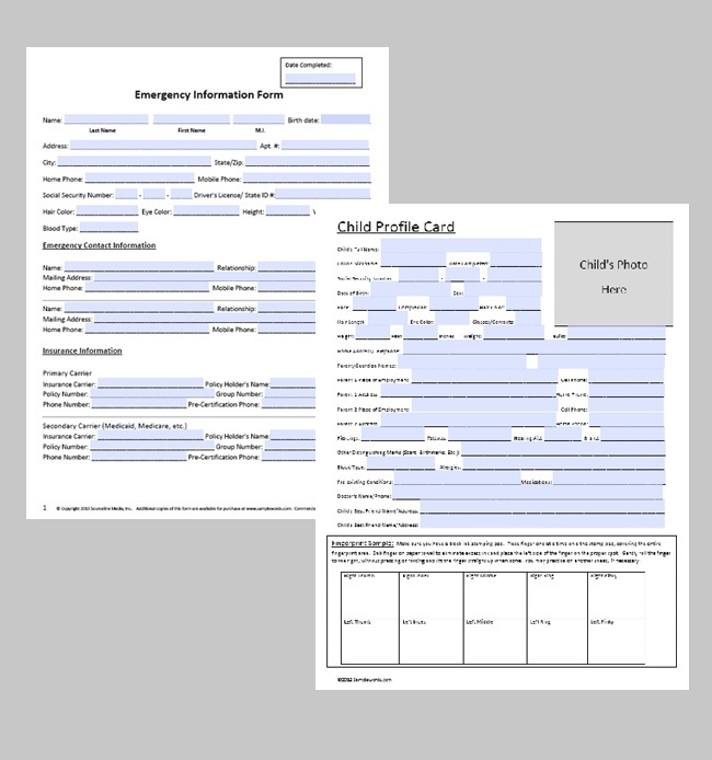 premium child profile emergency form