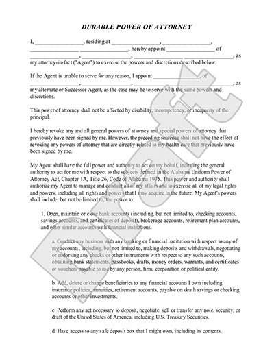 free printable power of attorney form