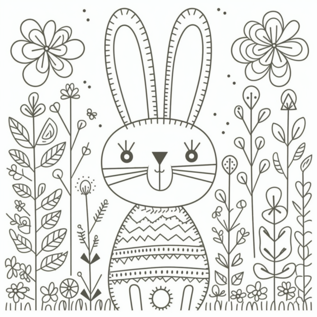 bunny rabbit coloring page easter