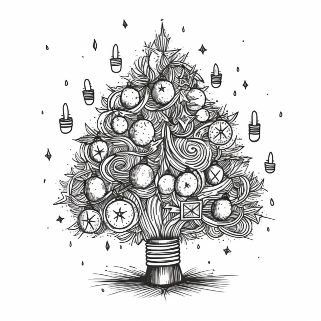 Christmas tree coloring page book