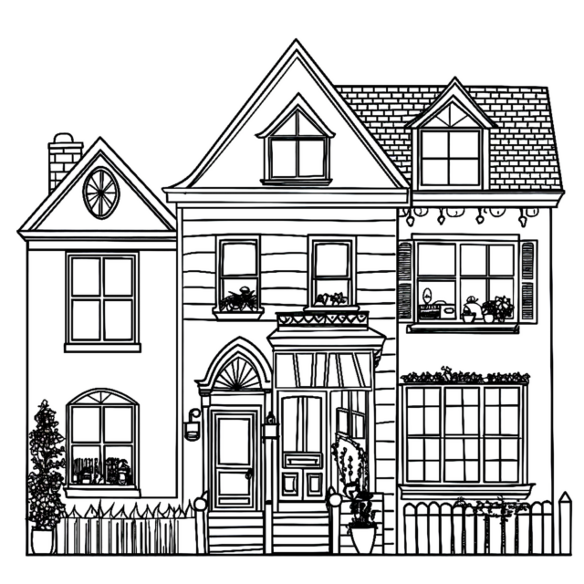 House Coloring book Page