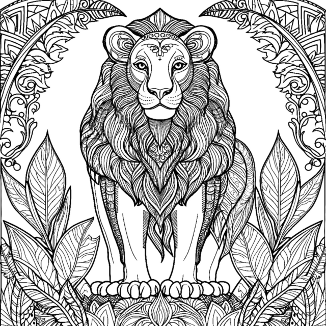 Lion Coloring Book Page
