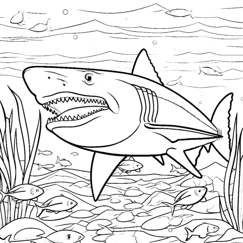 Shark Coloring book Page