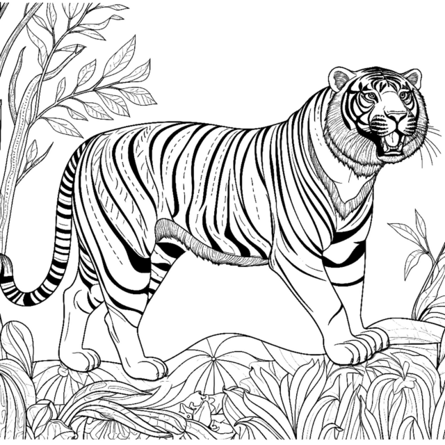 Tiger Coloring book Page